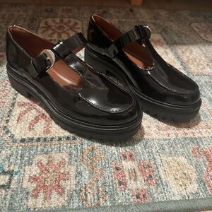 Reformation Black Patent Mary Jane Platform Loafers